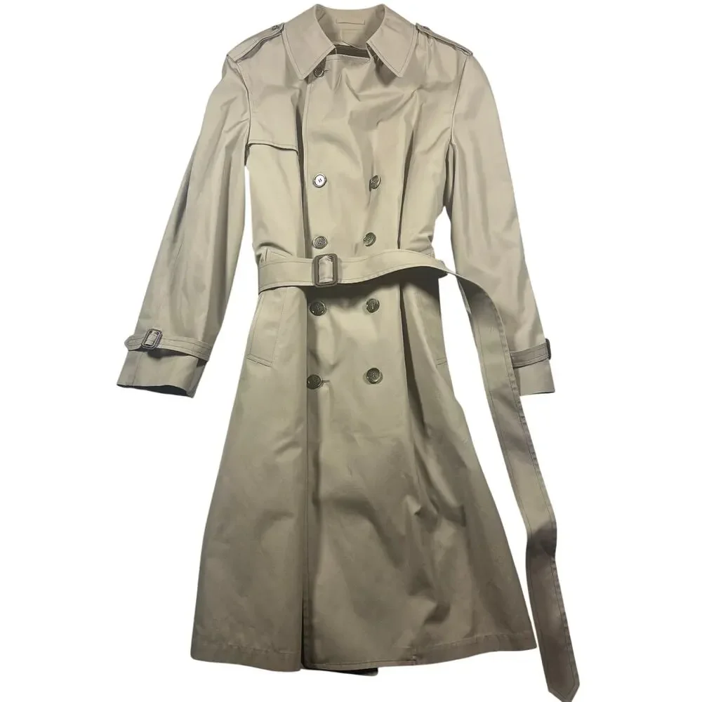 London Fog Belted Double Breasted Trench Coat Men's XL Long Beige Classic